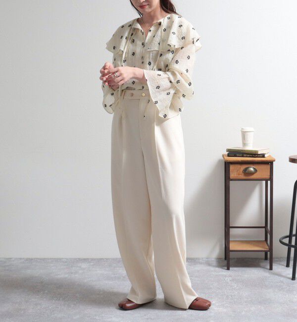 fredy emue「シアー楊柳刺繍ケープブラウス」|シャツ・ブラウス|