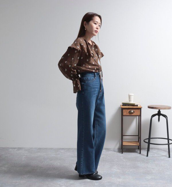 fredy emue「シアー楊柳刺繍ケープブラウス」|シャツ・ブラウス|