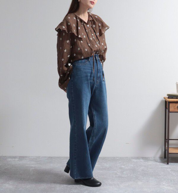 fredy emue「シアー楊柳刺繍ケープブラウス」|シャツ・ブラウス|