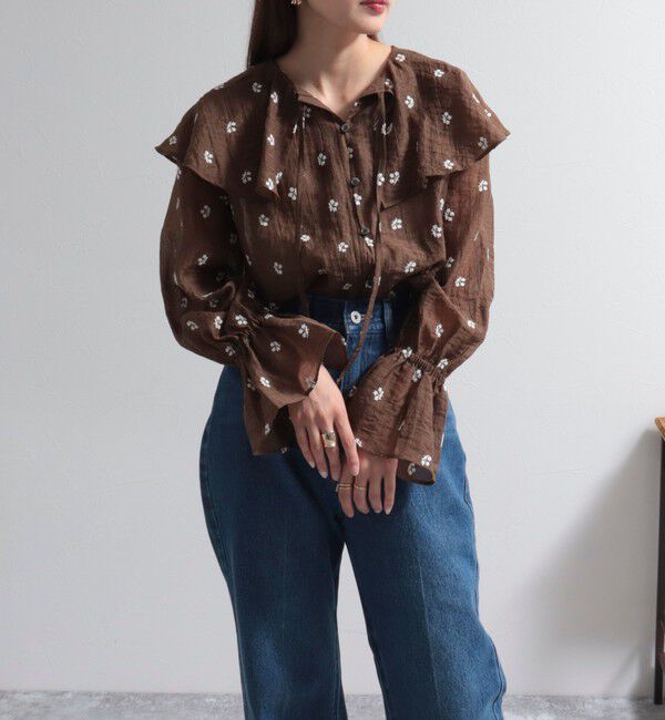 fredy emue「シアー楊柳刺繍ケープブラウス」|シャツ・ブラウス|