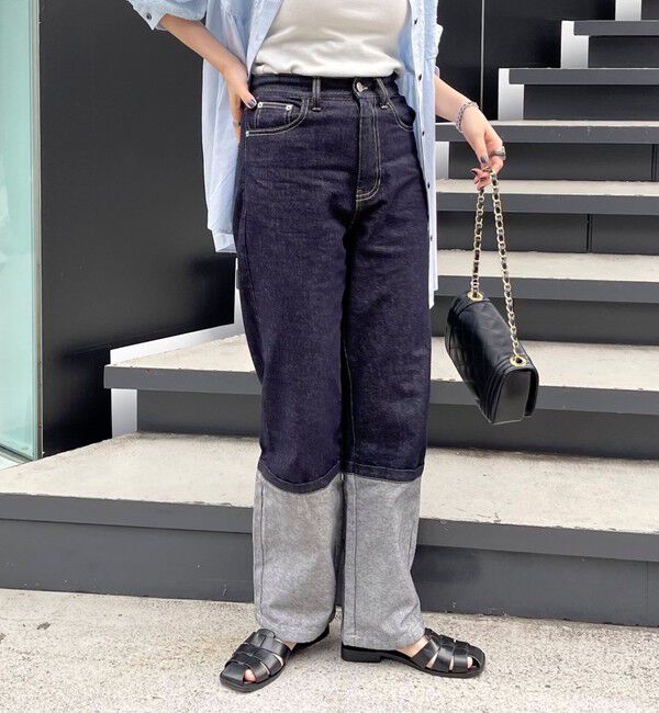 fredy emue「ロングロールアップデニムパンツ」|デニム|