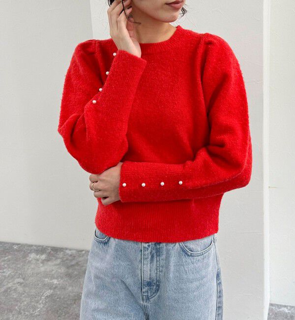 fredy emue「袖ボリュームパール付きニットプルオーバー」|ニット・セーター|