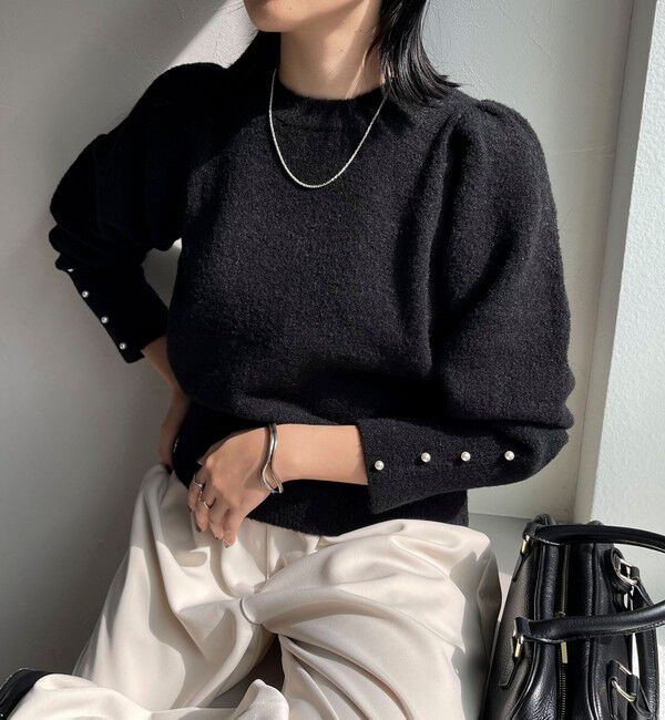 fredy emue「袖ボリュームパール付きニットプルオーバー」|ニット・セーター|