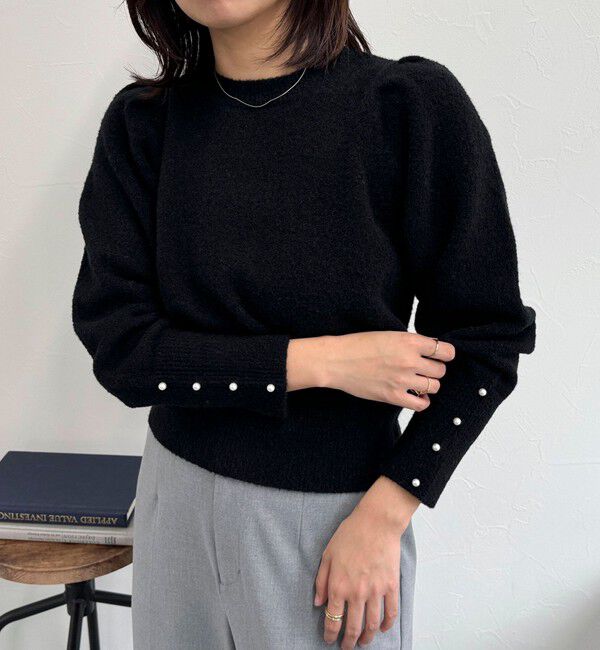 fredy emue「袖ボリュームパール付きニットプルオーバー」|ニット・セーター|