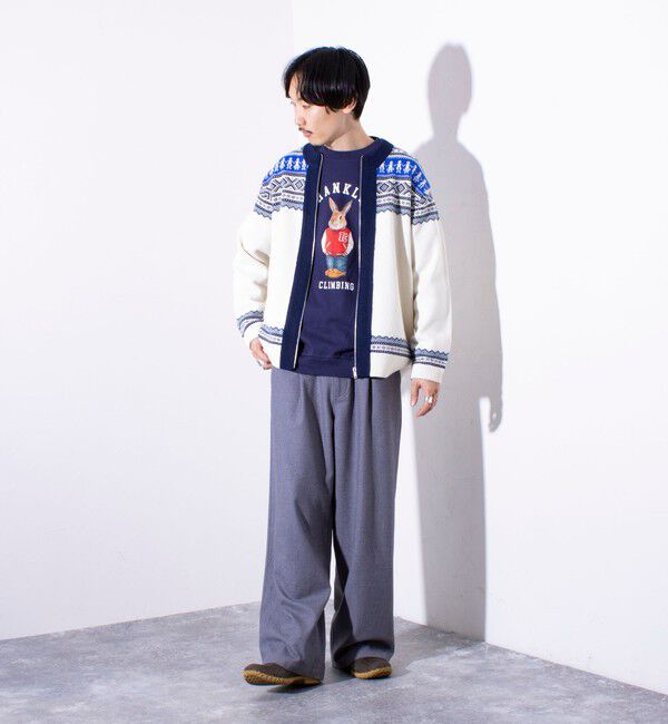 GLOSTER「【GLOSTER/グロスター】フェアアイル柄 エスニック ジップカーディガン ユニセックス」|カーディガン|