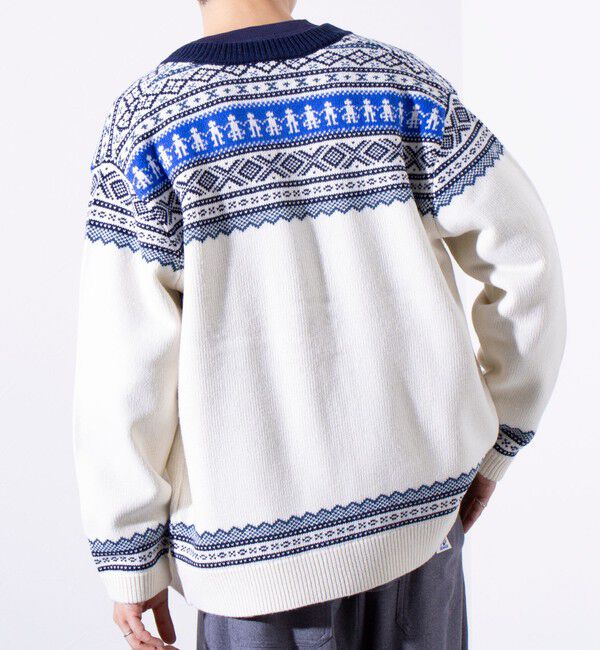 GLOSTER「【GLOSTER/グロスター】フェアアイル柄 エスニック ジップカーディガン ユニセックス」|カーディガン|