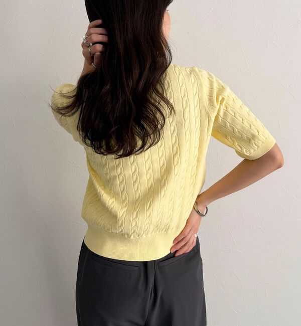 fredy emue「FR刺繍ケーブル柄半袖カーディガン」|カーディガン|