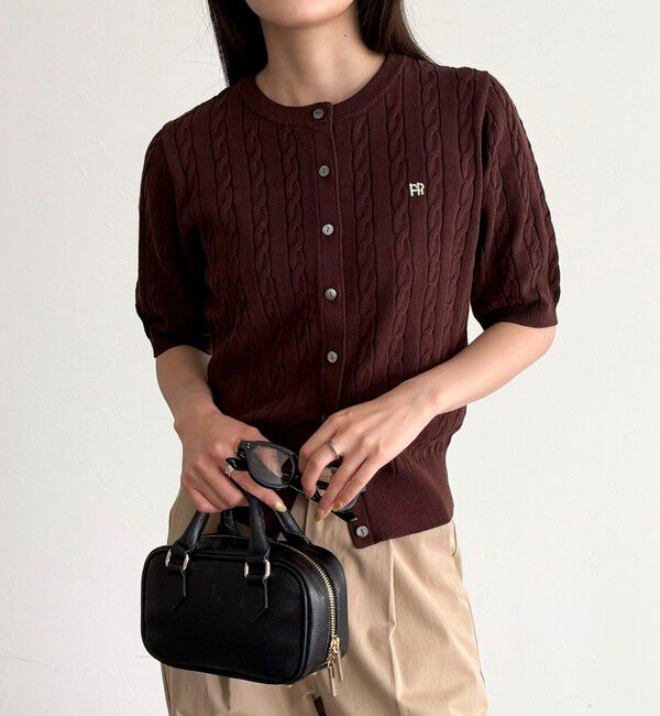 fredy emue「FR刺繍ケーブル柄半袖カーディガン」|カーディガン|
