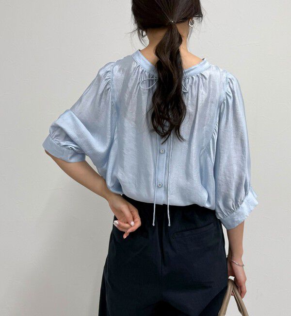 fredy emue「シャイニーシアー２WAYハーフスリーブブラウス」|シャツ・ブラウス|