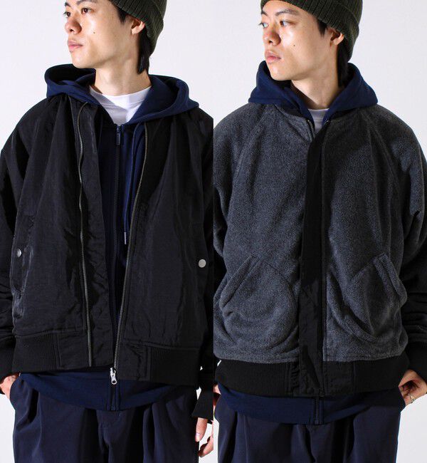 GLOSTER「【ナイロン&times;フリース】2WAY リバーシブルボンバージャケット MA-1 UNISEX」|ブルゾン・スタジャン|ブラック