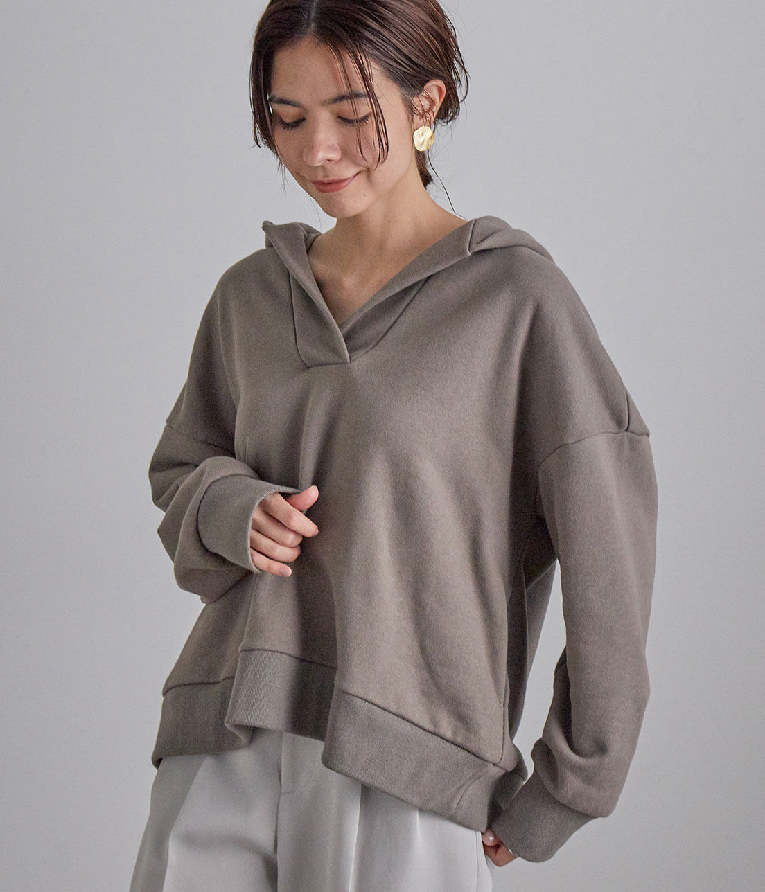 SALON adam et rope'「スキッパー裏毛フードパーカー」|パーカー|