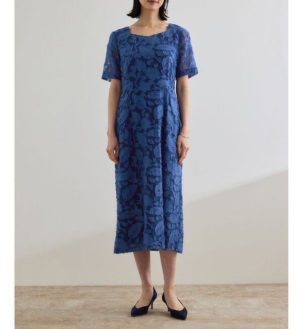 ROPE「スクエアーネックワンピース（ジャガード/サッカー素材）/洗える」|ワンピース|