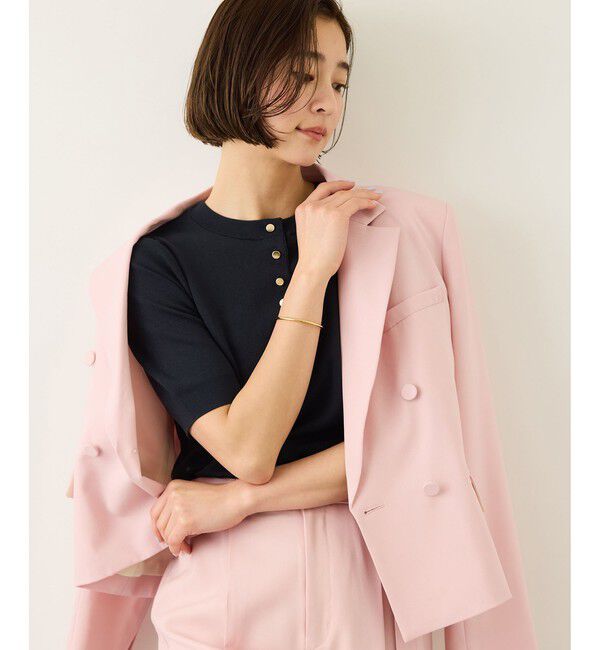 ROPE「前後2WAY5分袖プルオーバー/イージーケア」|ニット・セーター|ネイビー(40)