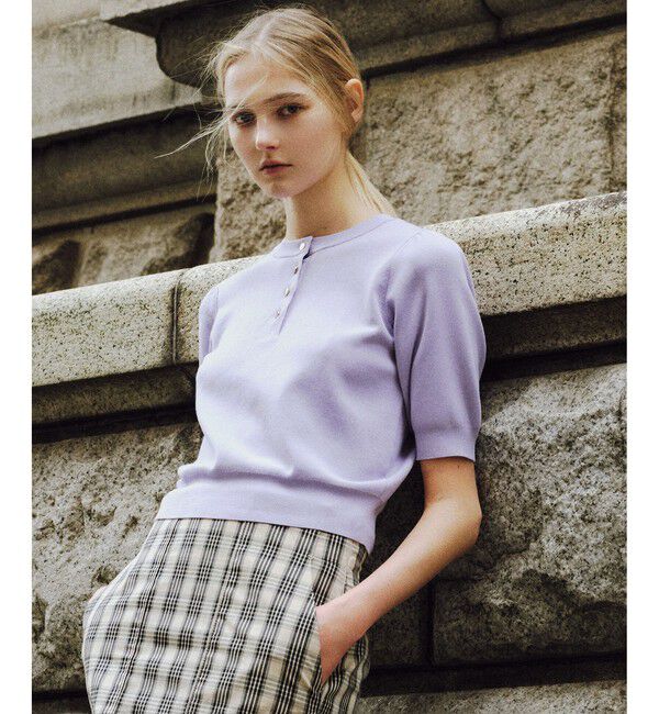 ROPE「前後2WAY5分袖プルオーバー/イージーケア」|ニット・セーター|ラベンダー(52)