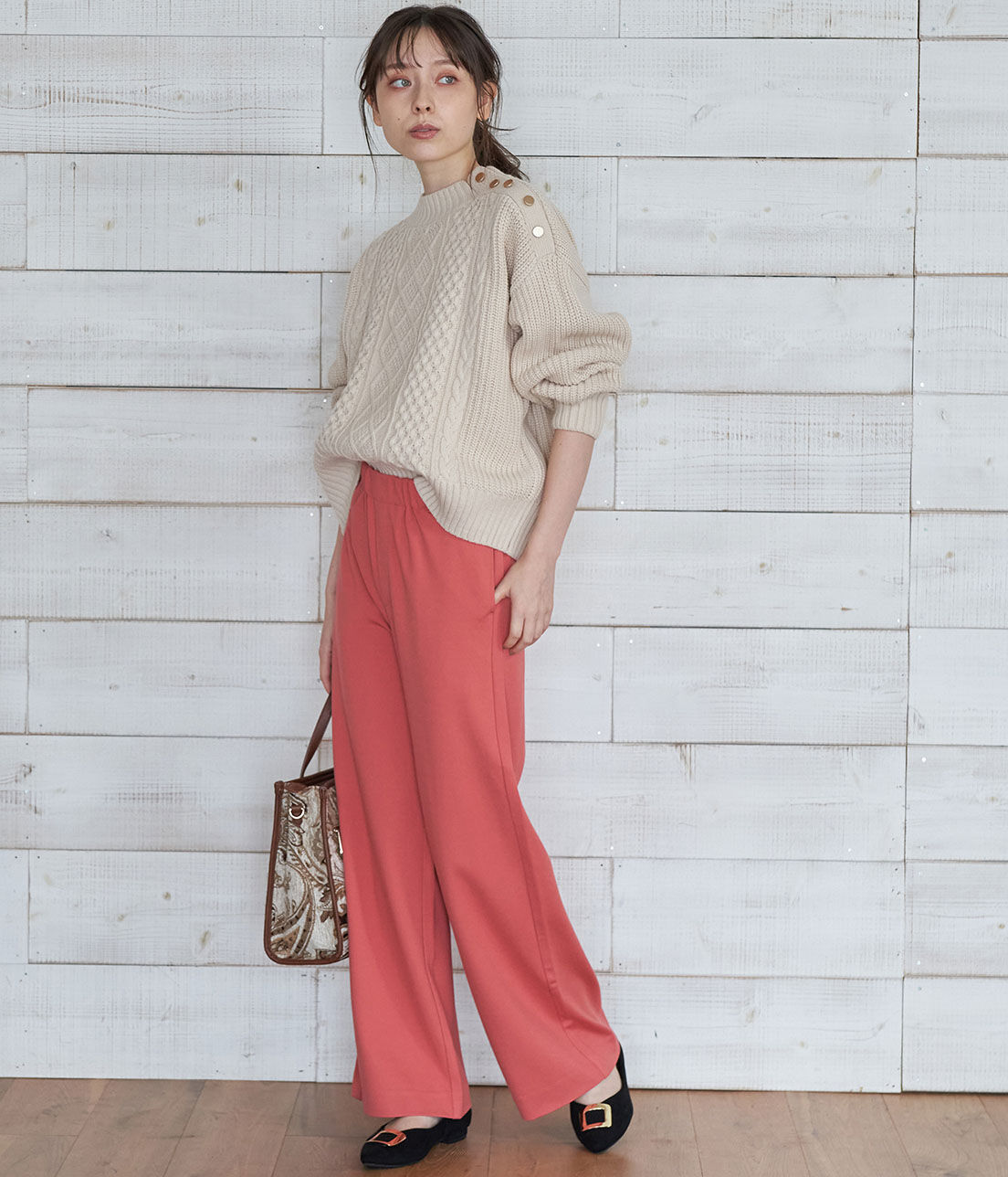 VIS「【WEB限定Lサイズ】ポンチイージーワイドパンツ」|スラックス|