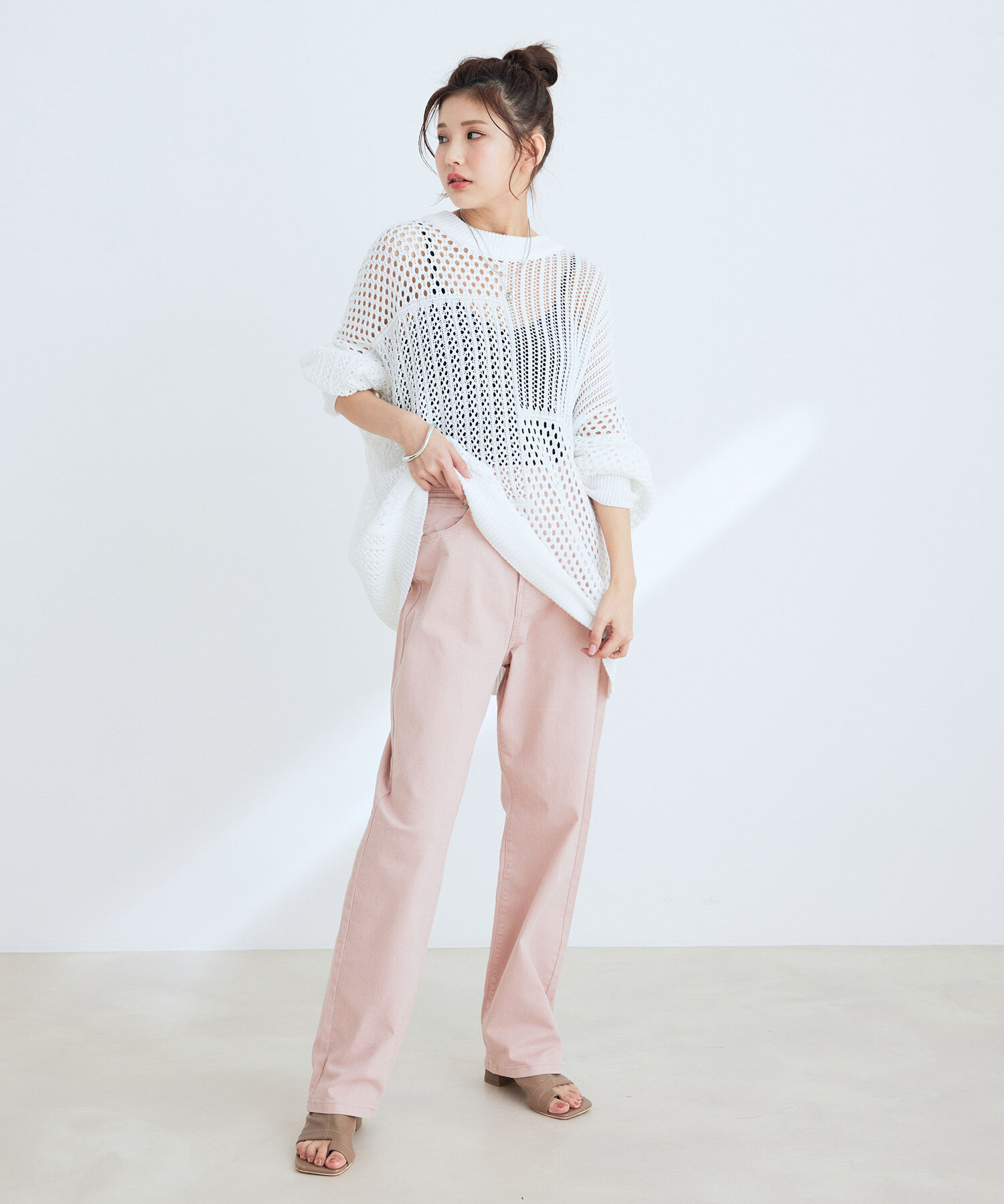 VIS「ツイル＆デニムストレートパンツ」|デニム|