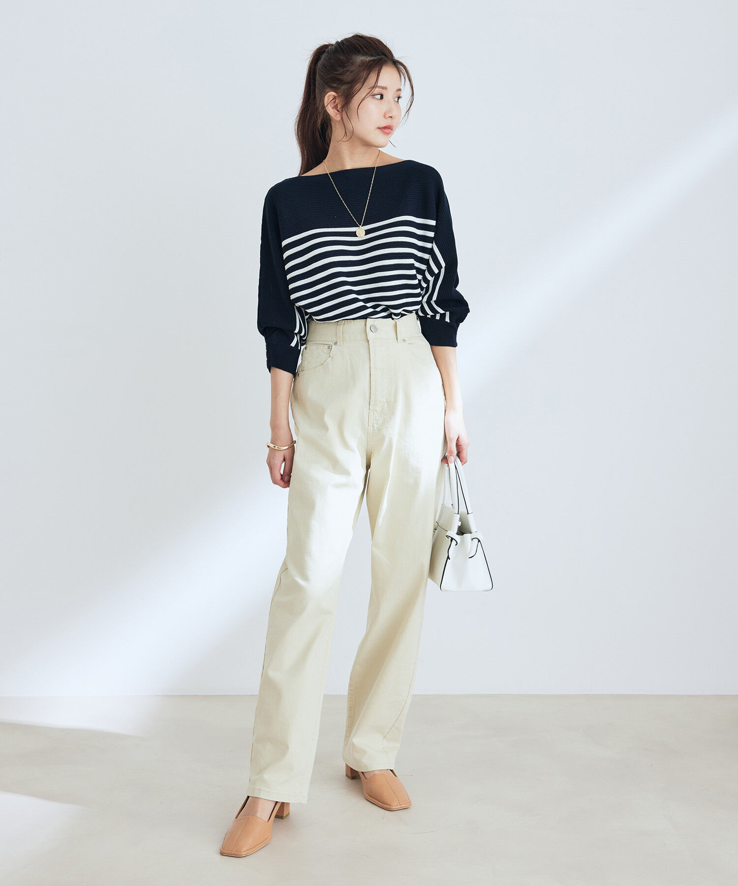 VIS「ツイル＆デニムストレートパンツ」|デニム|