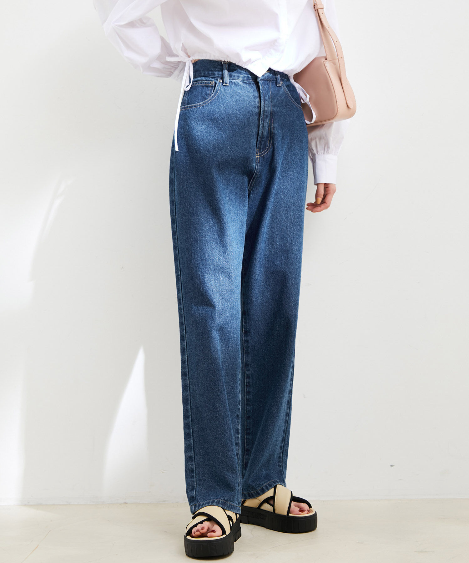 VIS「ツイル＆デニムストレートパンツ」|デニム|