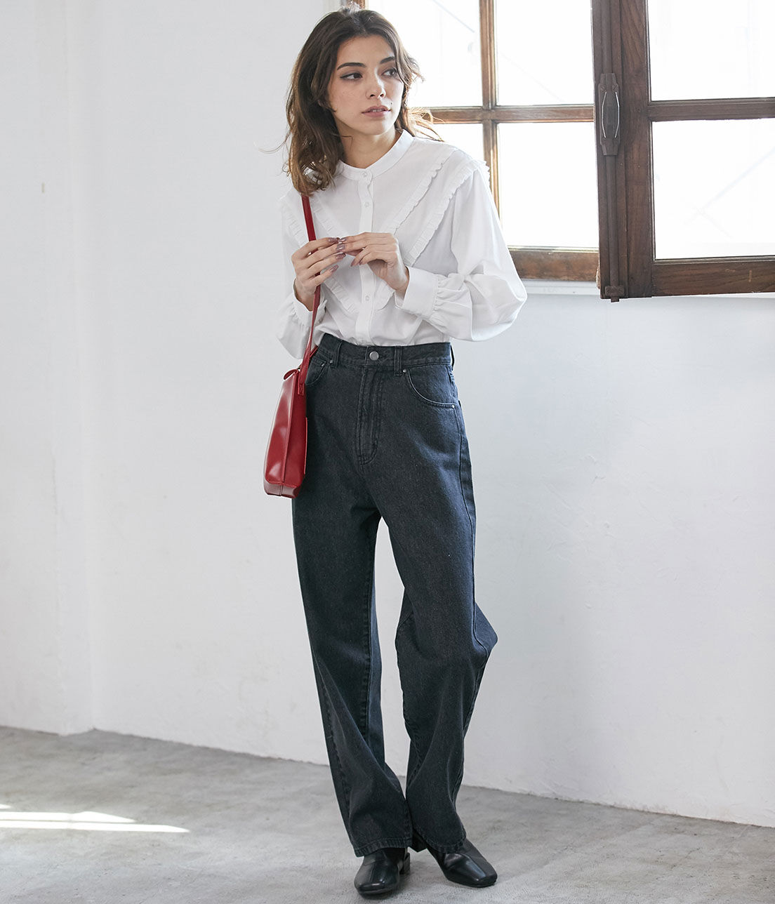 VIS「ツイル＆デニムストレートパンツ」|デニム|