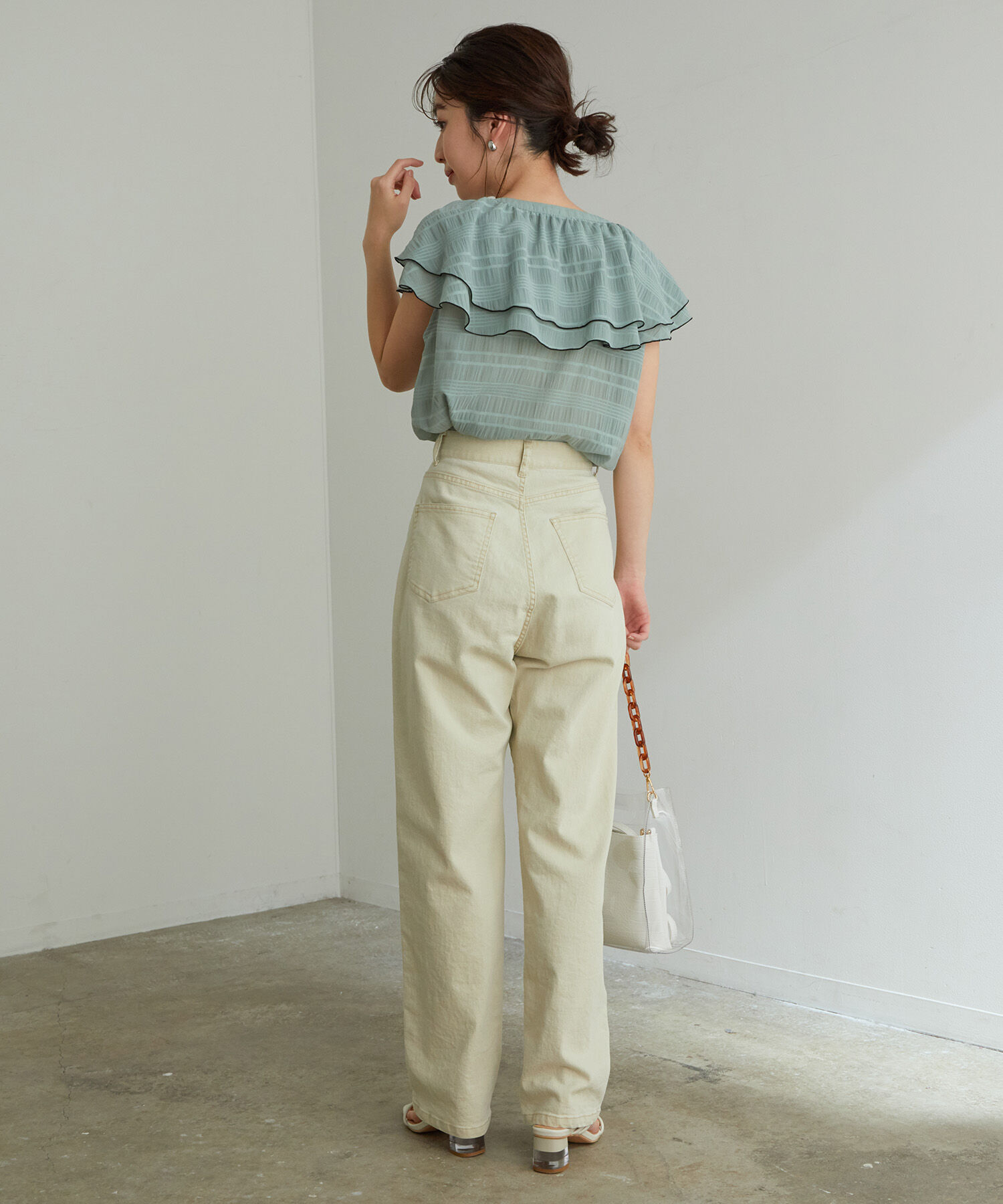 VIS「ツイル＆デニムストレートパンツ」|デニム|