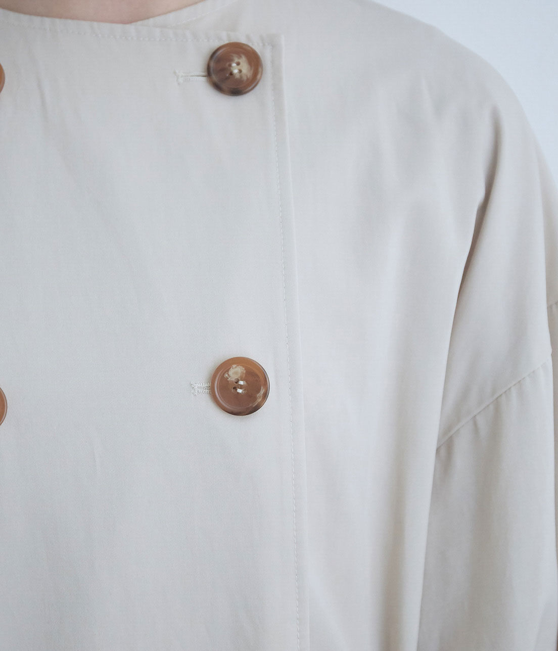 VIS「【撥水】【花粉ガード】ノーカラー袖ボリュームコート」|トレンチコート|