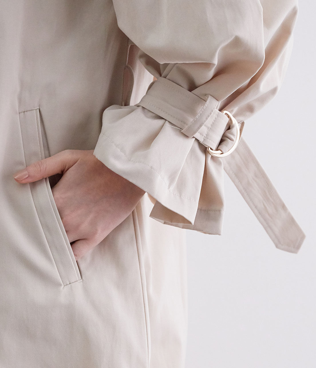 VIS「【撥水】【花粉ガード】ノーカラー袖ボリュームコート」|トレンチコート|