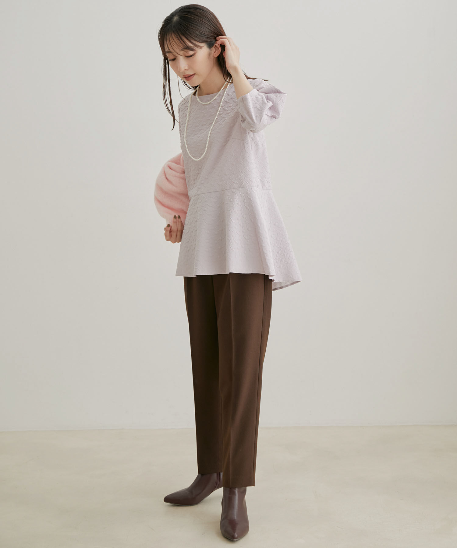 VIS「【Washable・EASY CARE】エコウールタッチテーパードパンツ【sustainable】」|スラックス|