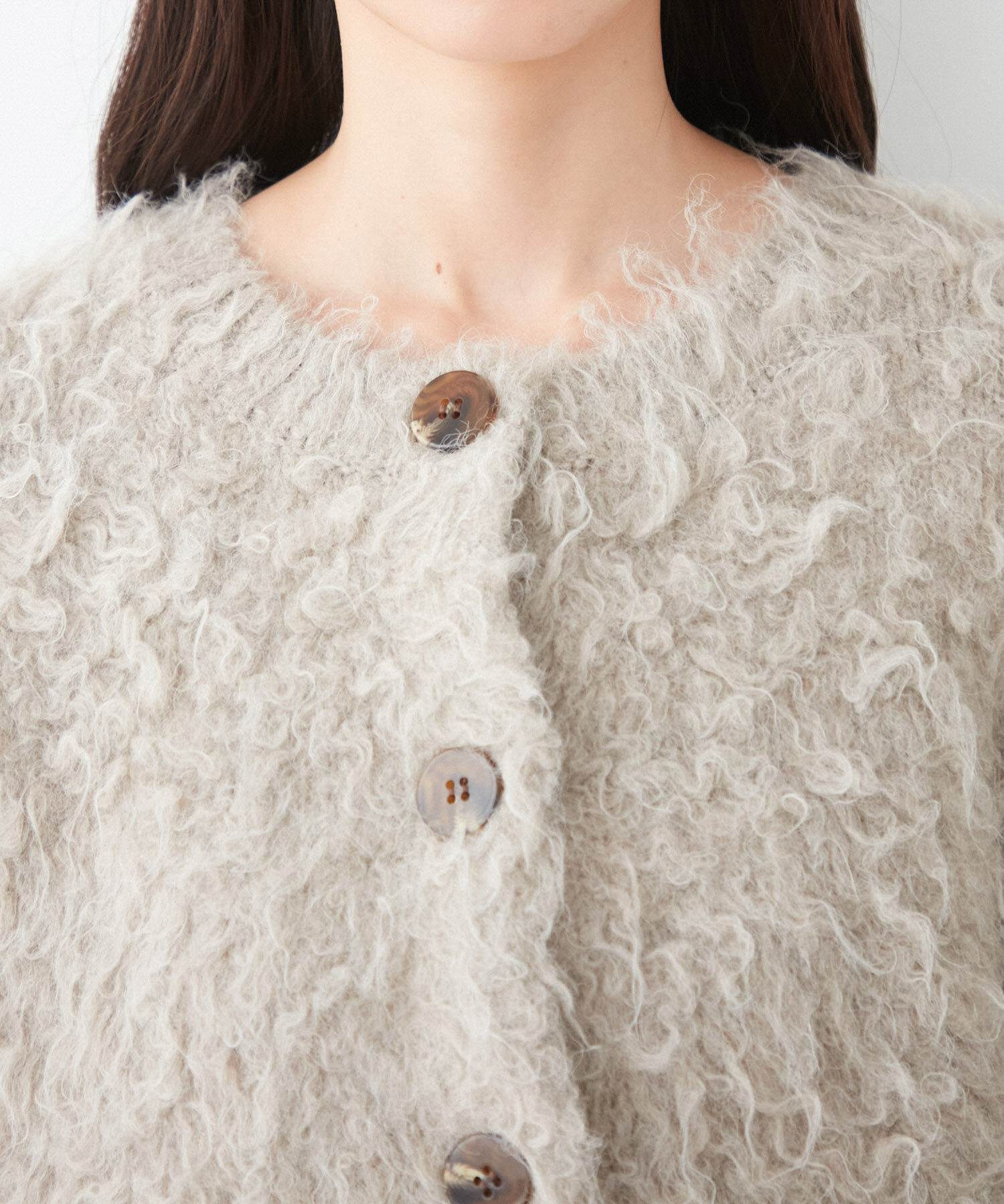 VIS「【前後2WAY】毛混くるくるシャギーカーディガン」|カーディガン|