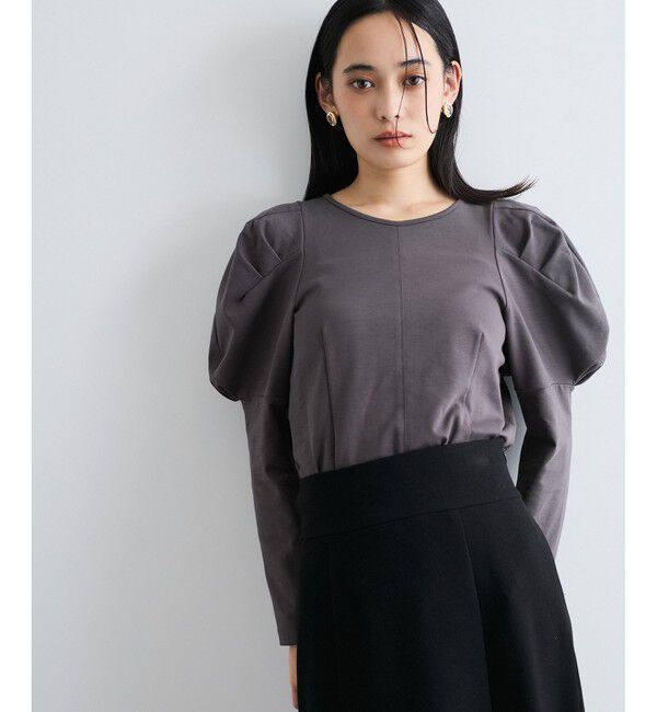 VIS「【洗える】タックボリュームスリーブカットソー」|Tシャツ・カットソー|