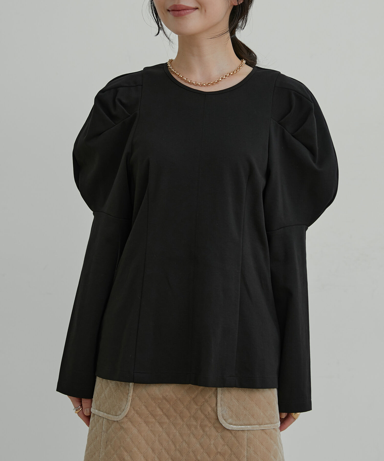 VIS「【洗える】タックボリュームスリーブカットソー」|Tシャツ・カットソー|