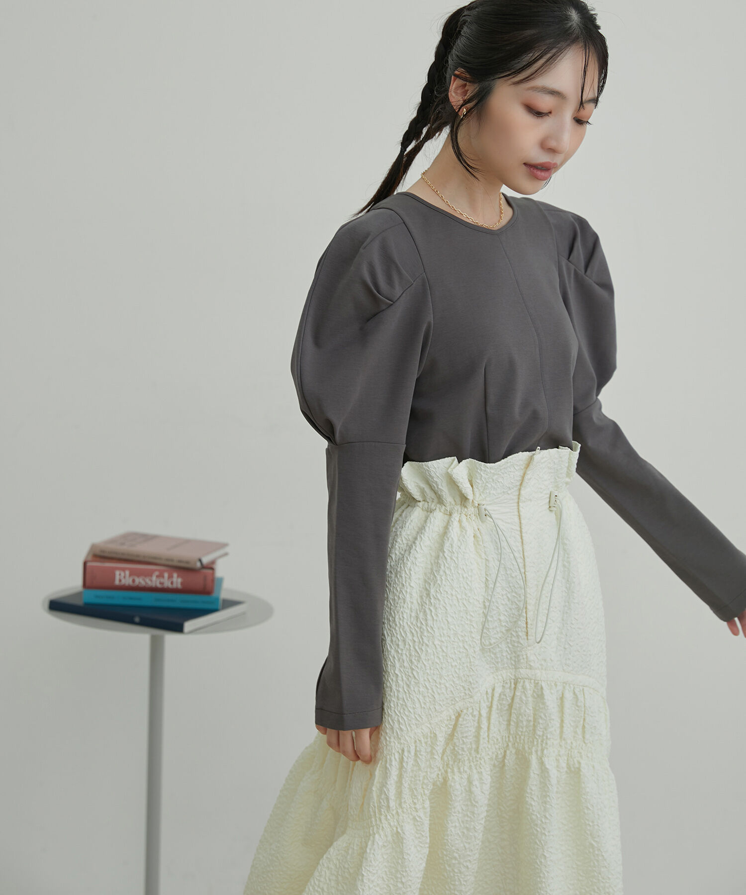 VIS「【洗える】タックボリュームスリーブカットソー」|Tシャツ・カットソー|