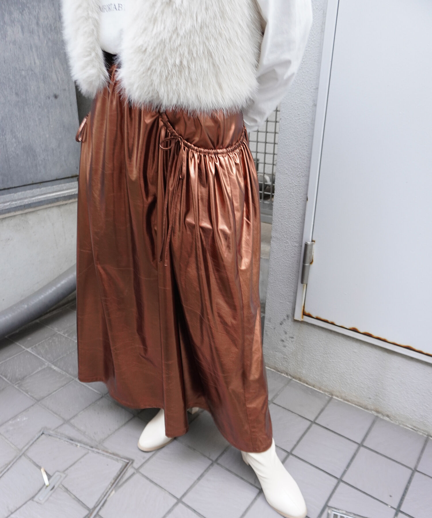 VIS「メタリックギャザースカート」|スカート|