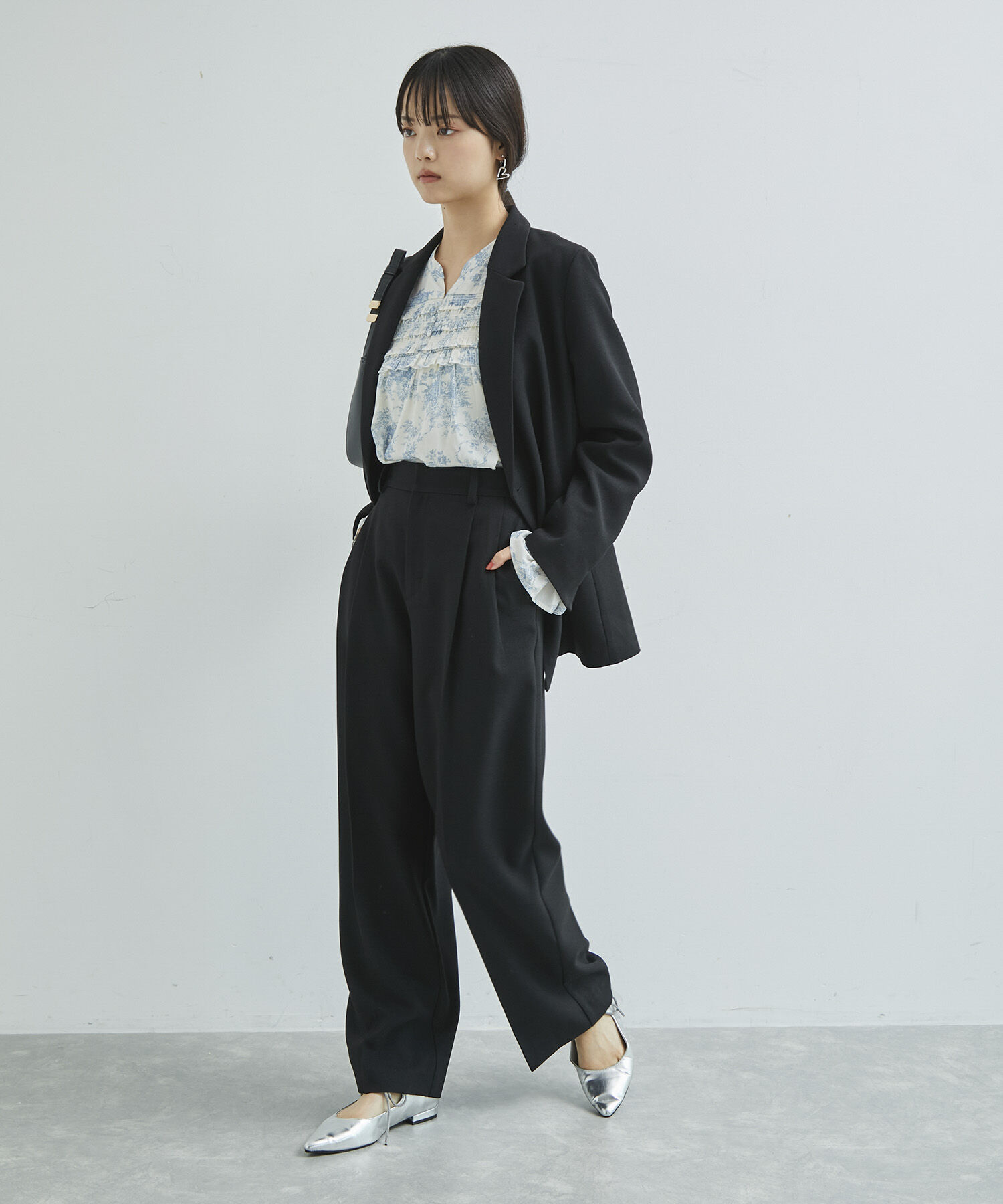 VIS「【新色追加】【美easy】ウーリッシュ2タックワイド/スラックスパンツ【洗える】」|スラックス|