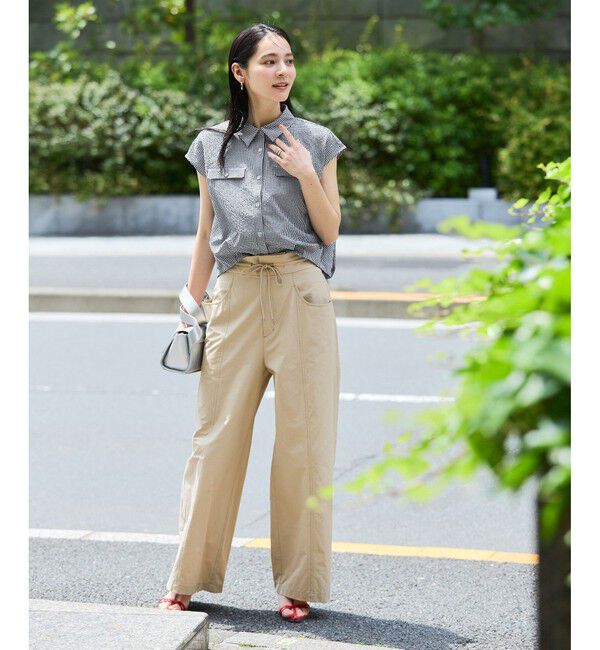 VIS「【UVケア/洗える】フレンチスリーブサッカーブラウス」|シャツ・ブラウス|