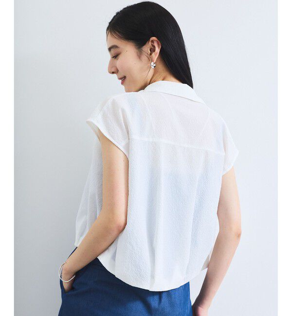 VIS「【UVケア/洗える】フレンチスリーブサッカーブラウス」|シャツ・ブラウス|