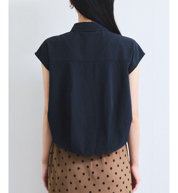 VIS「【UVケア/洗える】フレンチスリーブサッカーブラウス」|シャツ・ブラウス|