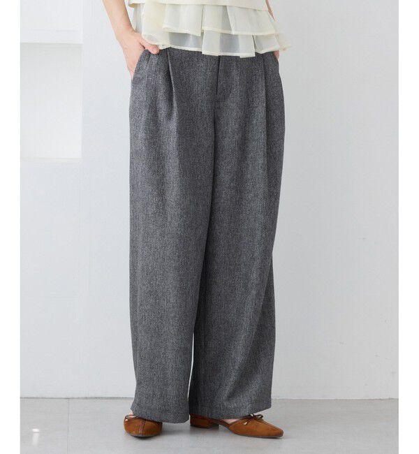 VIS「ツイード2タックワイドパンツ」|チノ|チャコール(06)