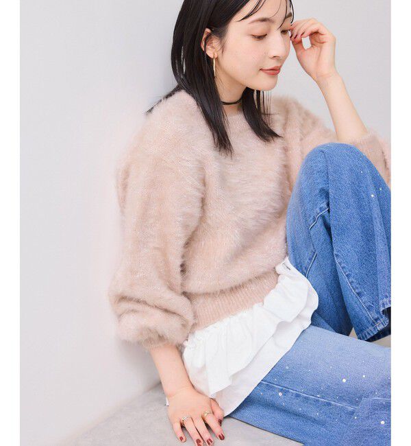 VIS「メタルシャギーネコヤーンニット/静電気防止」|ニット・セーター|ピンク(63)