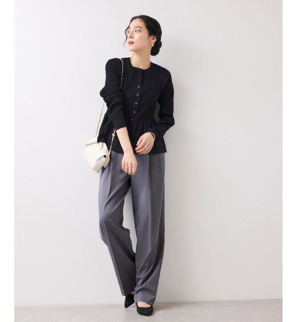 VIS「ペプラムニットカーディガン/イージーケア」|カーディガン|