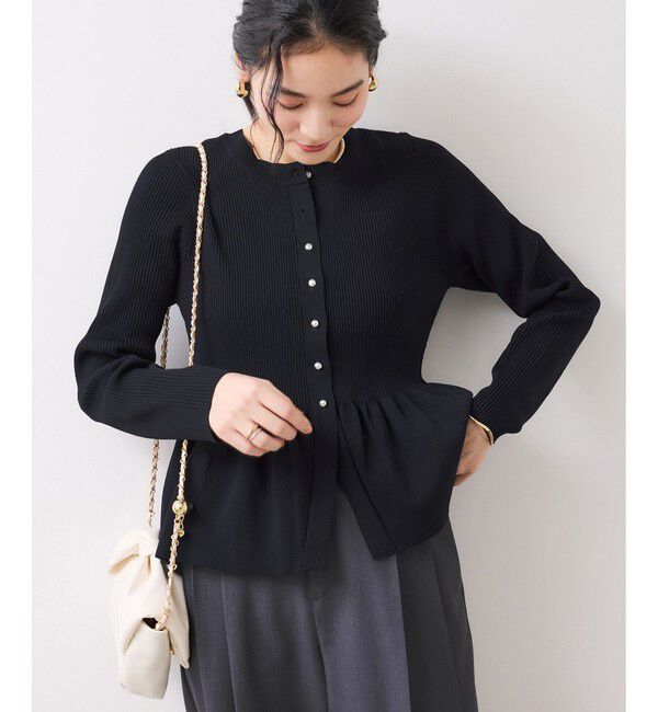 VIS「ペプラムニットカーディガン/イージーケア」|カーディガン|