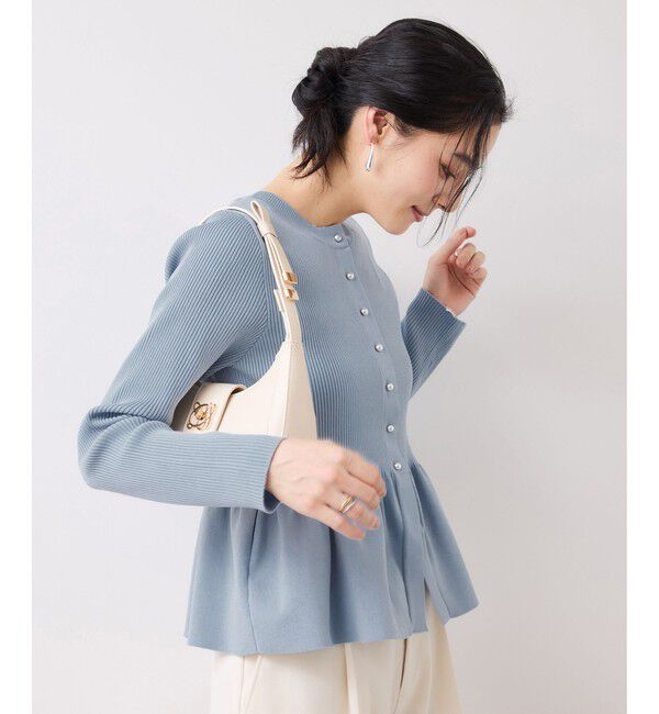 VIS「ペプラムニットカーディガン/イージーケア」|カーディガン|サックス(48)