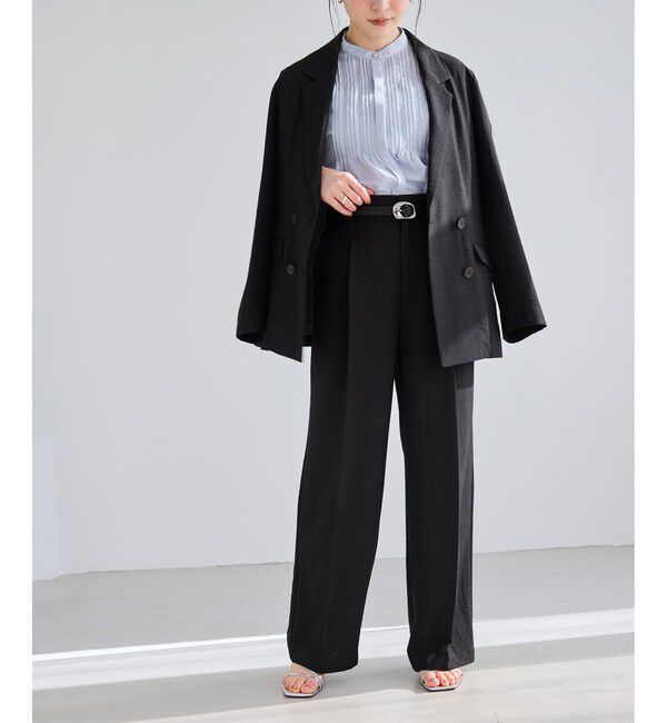 VIS「美easyリネンライクワイドパンツ/イージーケア・接触冷感・セットアップ対応」|チノ|