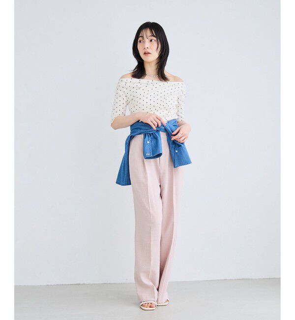 VIS「美easyリネンライクワイドパンツ/イージーケア・接触冷感・セットアップ対応」|チノ|