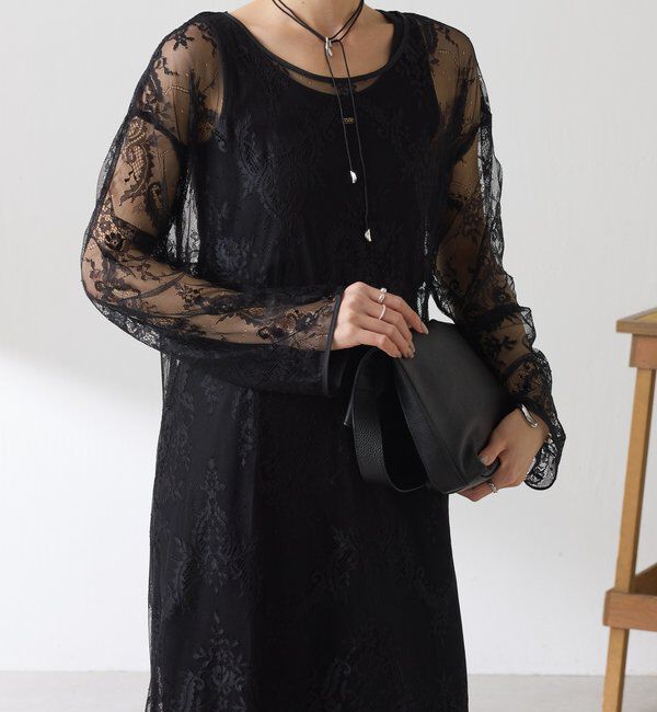  「【Nuel/ヌエル】 レースレイヤードワンピース」|ワンピース|