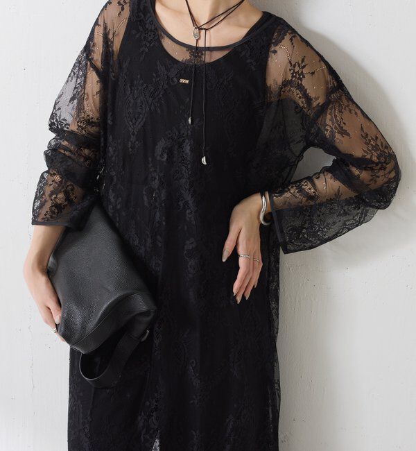  「【Nuel/ヌエル】 レースレイヤードワンピース」|ワンピース|