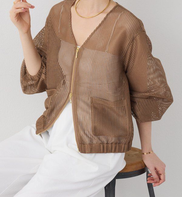  「【夏にも着れる長袖】Vネックシアーブルゾン」|その他|