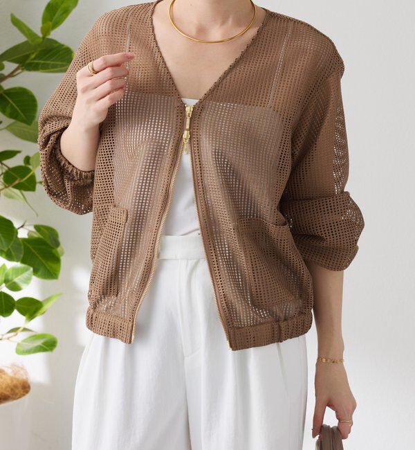  「【夏にも着れる長袖】Vネックシアーブルゾン」|その他|