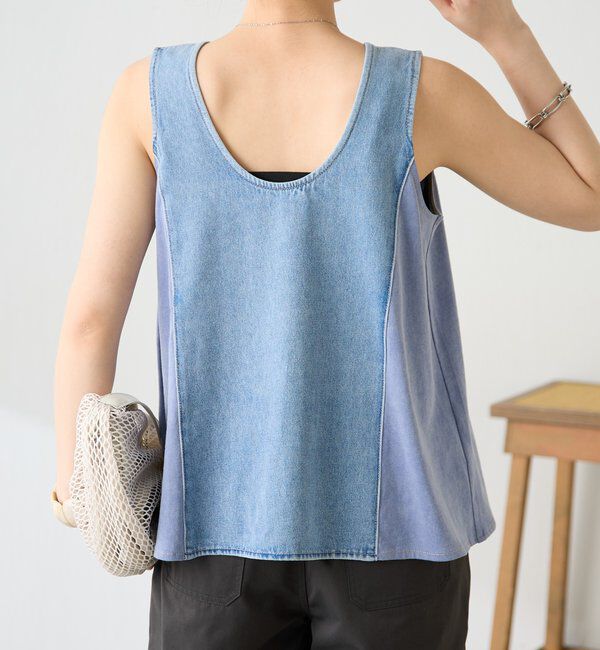  「Q.anosライトオンスデニムフレアタンクトップ」|Tシャツ・カットソー|