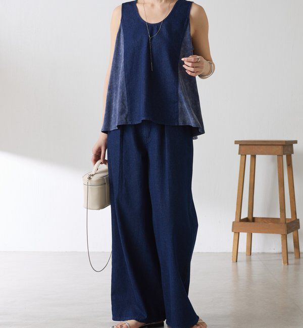  「Q.anosライトオンスデニムフレアタンクトップ」|Tシャツ・カットソー|