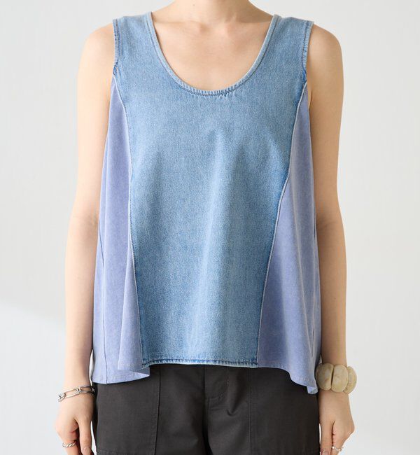  「Q.anosライトオンスデニムフレアタンクトップ」|Tシャツ・カットソー|